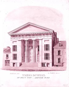 New Bowery Theatre, Elizabeth Street Facade, New York, 1828. Creator: Alexander Jackson Davis.