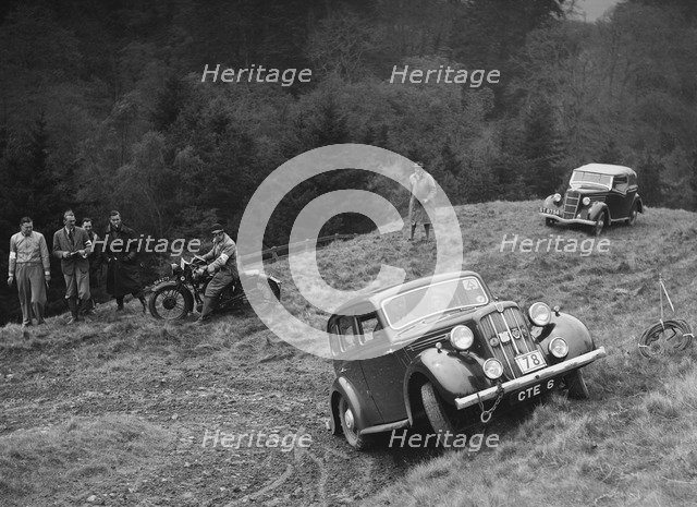 Morris Twelve of PK Potter competing in the MCC Edinburgh Trial, Roxburghshire, Scotland, 1938. Artist: Bill Brunell.