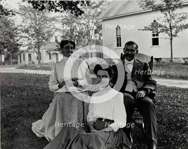 Untitled (Portrait, Two Women and Man), c1900, printed 1980. Creator: Unknown.