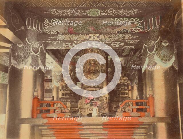 Buddhist Images, Inside Pagoda, Nikko, 1870s-1890s. Creator: Kusakabe Kimbei.