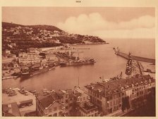 'The harbour entrance and Mont-Boron, Nice', 1930. Creator: Unknown.