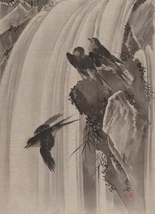 Swallows by a Waterfall, ca. 1887. Creator: Kawanabe Kyosai.
