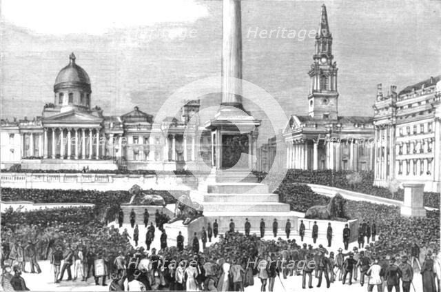 'Trafalgar Square during the meetings of the Unemployed and the Social Democrats', 1886.  Creator: Unknown.