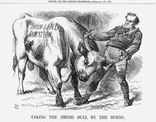 'Taking the (Irish) Bull by the Horns', 1870. Artist: Joseph Swain