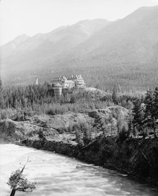 Alberta, Banff Springs Hotel & Bow River, Canadian National Park, Canada, between 1900 and 1910. Creator: Unknown.