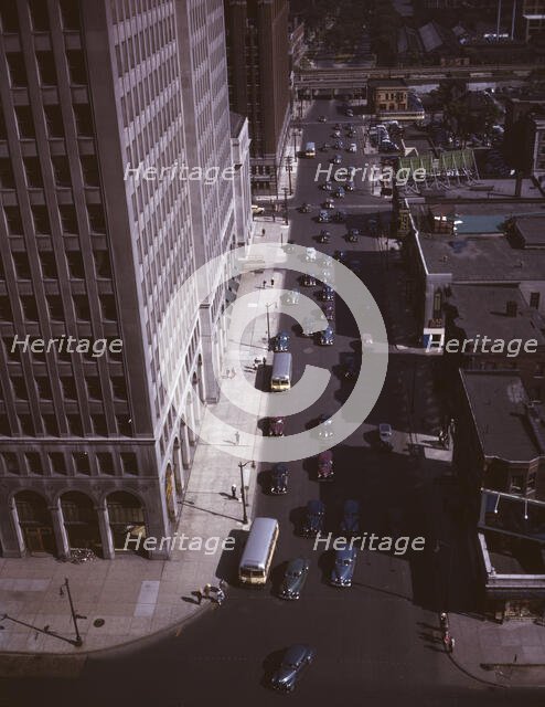 Traffic at 5:30 on Second Avenue, Detroit, Mich., 1942. Creator: Arthur S Siegel.