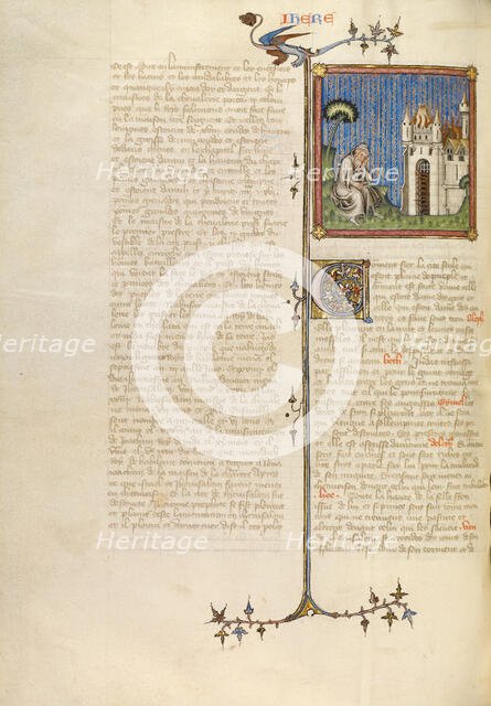 Jeremiah before Jerusalem in Flames, about 1360-1370. Creator: Master of Jean de Mandeville.