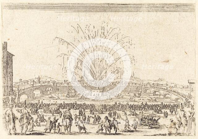 Fireworks on the Arno, Florence, c. 1622. Creator: Jacques Callot.