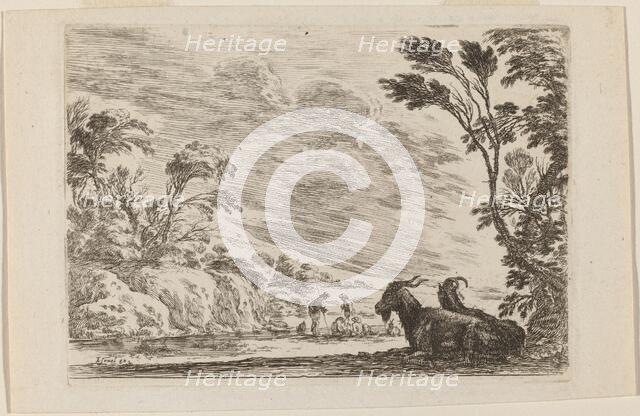 Two Goats Lying Down, 1642. Creator: Stefano della Bella.