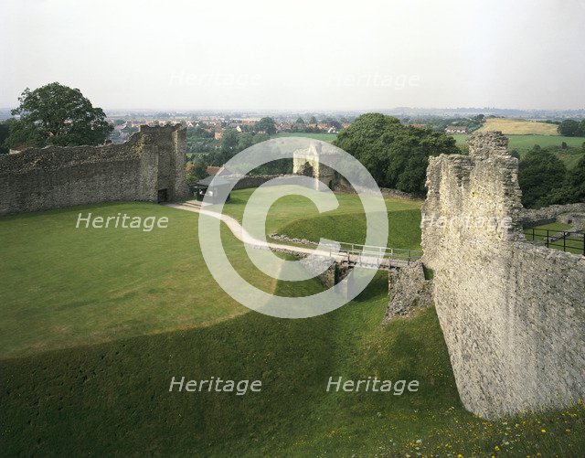 The outer ward and gatehouse, Pickering Castle, North Yorkshire, 1990. Artist: Unknown