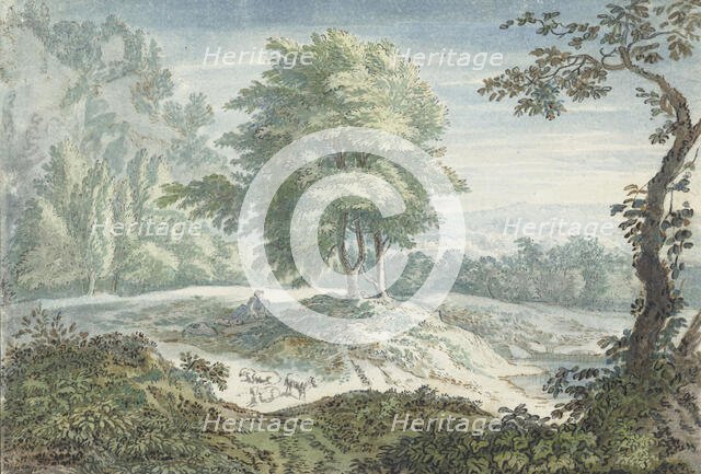 Landscape with sheep, 1706-1759. Creator: Jacob van Liender.