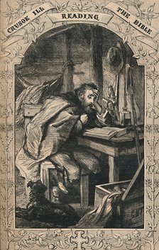 'Crusoe Ill Reading The Bible', c1870. Artist: Unknown.