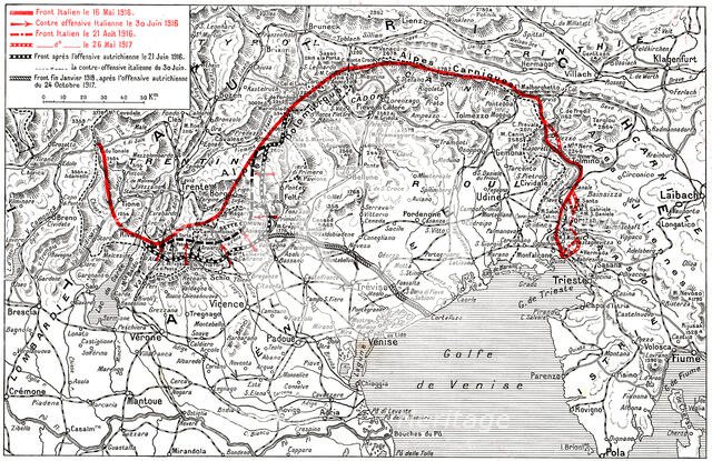 'Le Champ de Bataille de L'Italie; mouvement des operations Italiennes jusqu'a la fin..., 1917. Creator: Unknown.