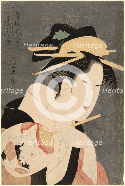 Beauties of the Pleasure Quarters...Hostess of the Izumiya Teahouse, late 18th-early 19th century. Creator: Rekisentei Eiri.
