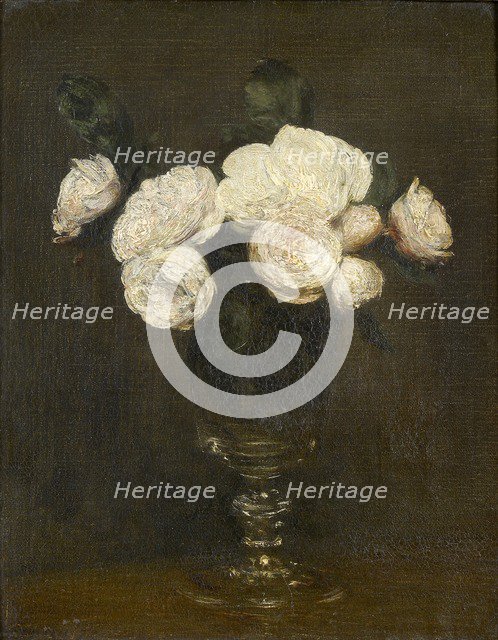 Still Life: Malmaison Roses, 1872. Artist: Henri Fantin-Latour.