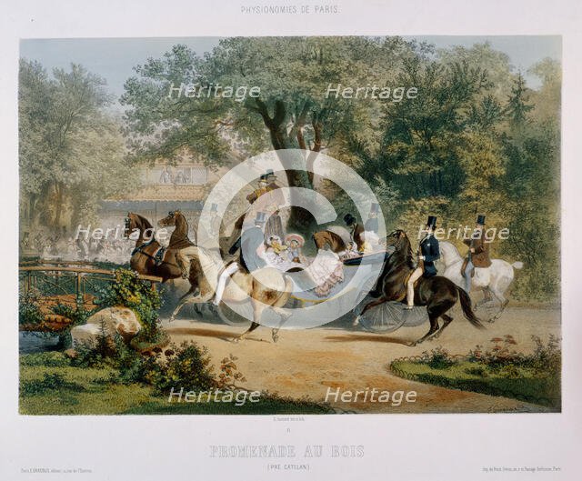 Promenade au bois. (Le Pré Catelan), 1856. Creator: Guérard; Eugène Charles François (1821-1866).