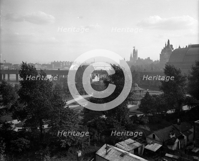 A panorama looking south-west over Victoria Embankment, London, 1901. Artist: Bedford Lemere and Company