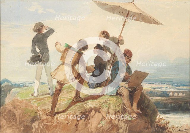 En plein air painters. Creator: Huot, Georges Eugène (active 1848-1870).