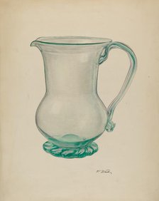 Glass Water Pitcher, c. 1940. Creator: Paul Ward.