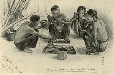 Chinese crew members eating on board the 'Knivsberg', 1898.  Creator: Christian Wilhelm Allers.