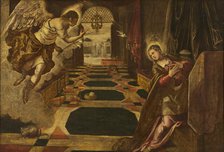 The Annunciation. Creator: Workshop of Tintoretto.