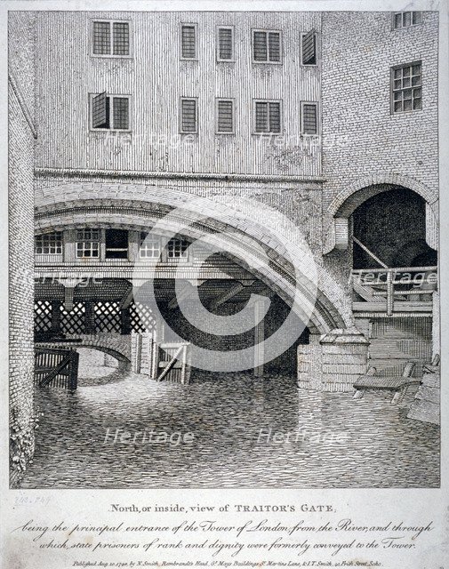 North view of Traitor's Gate, Tower of London, 1798. Artist: Anon