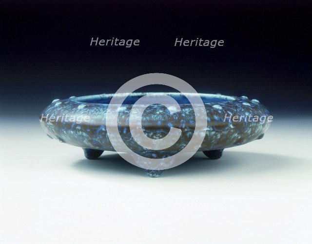 Tripod brushwasher with 'robin's egg' glaze, Yongzheng period, Qing dynasty, China, 1723-1735. Artist: Unknown