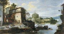 View of a River Port with the Castel Sant'Angelo, unknown date. Creator: Master of the Monogram IDM.