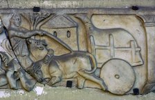 Roman funerary relief, showing an ox-cart. Artist: Unknown