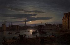 Copenhagen Harbor by Moonlight, 1846. Creator: Johan Christian Dahl.