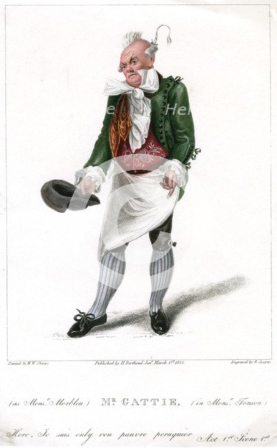 'Mr Gattie as Monsieur Morbleu in Monsieur Tonson', 1822.Artist: R Cooper