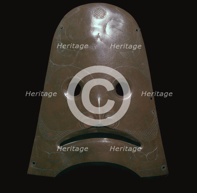 Native American copper mask representing a killer whale, 19th century. Artist: Unknown