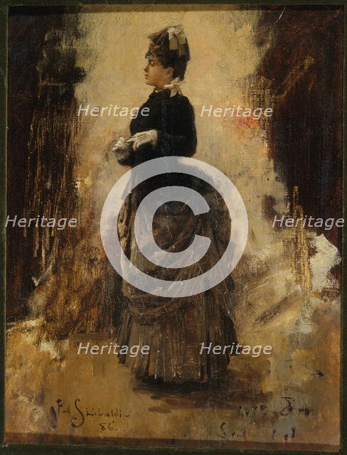 Woman removing a glove, 1886. Creator: Jean Paul Sinibaldi.