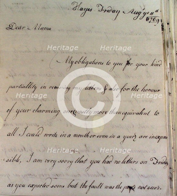 Letter from William Pitt, 1769. Creator: William Pitt the Younger.