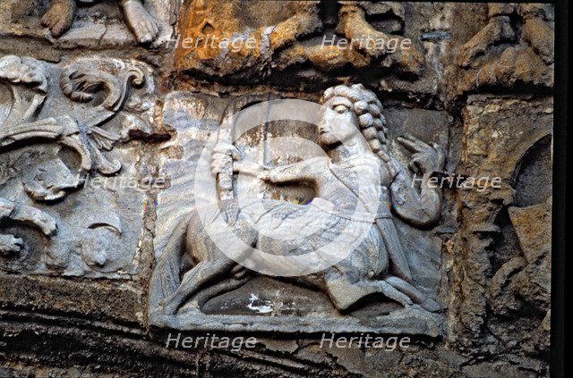 Santiago de Compostela Cathedral, façade of the Platerias: centaur (relief).