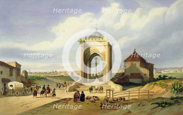 View of the city of Seville from the Cruz del Campo, engraving.