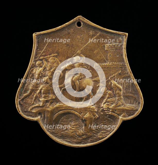 Horatius Cocles Defending the Bridge, second half 15th century. Creator: Master IO.FF..