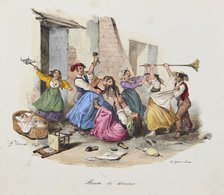 Women's brawl. From "Scene di vita e costumi napoletani", 1840. Creator: Dura; Gaetano (1805-1878).