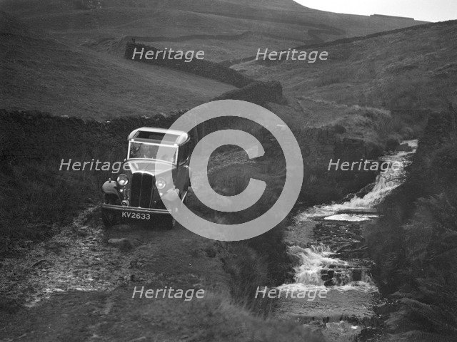 Kitty Brunell road testing a Standard Little Twelve saloon, c1932. Artist: Bill Brunell.