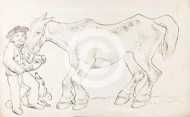 A Groom With His Dog and Horse, 1825-1839. Creator: James Howe.
