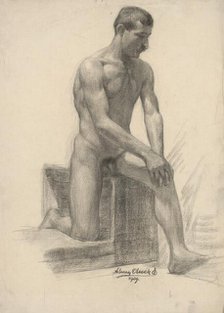 Study of a male nude, 1909. Creator: Emil Alexay-Olexák.