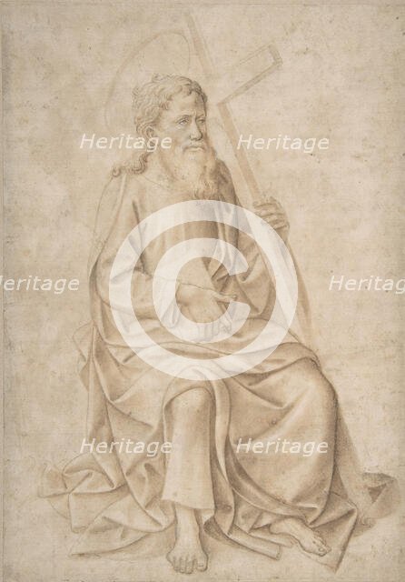 Saint Philip Seated, Holding a Book and a Cross, 1422-57. Creator: Pesello Peselli.