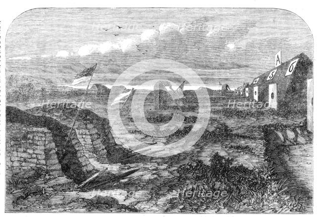 The National Rifle Association meeting on Wimbledon Common: the markers at the butts, 1861. Creator: Unknown.