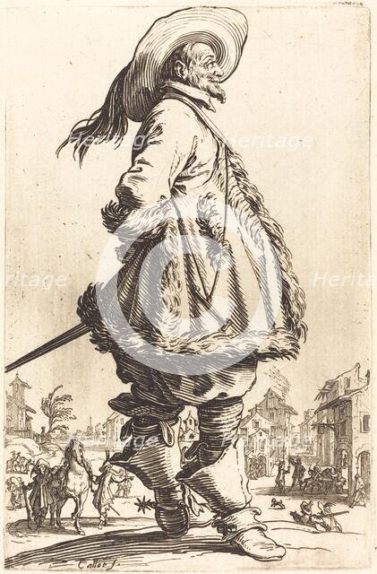 Noble Man with Mantle Trimmed in Fur, Holding his Hands Behind his Back, c. 1620/1623. Creator: Jacques Callot.
