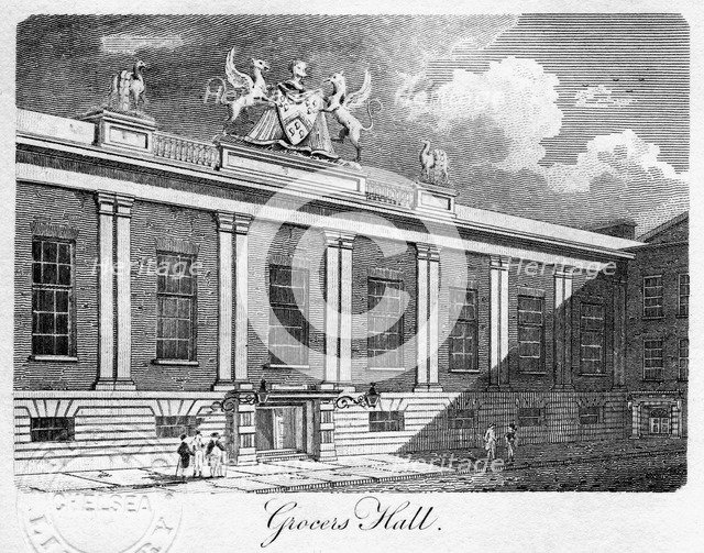 Grocers' Hall, City of London, 1811.Artist: Sands