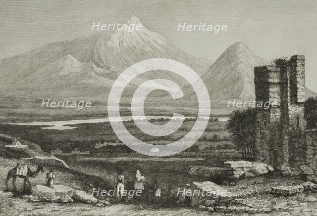 Mount Ararat with its perpetual snow, Armenia, 1838. Creator: Augustin François Lemaitre.