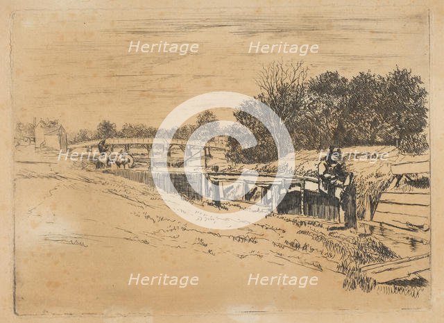 Whistler at Moulsey [Molesey Lock], [1861]. Creator: Edwin Edwards.