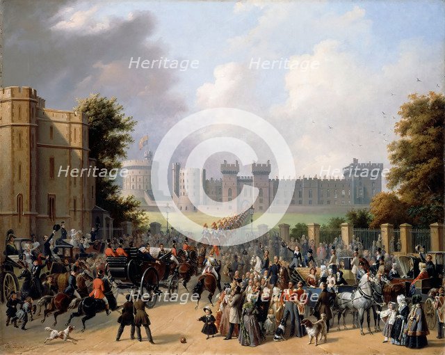 Arrival of King Louis-Philippe at Windsor Castle. Artist: Pingret, Édouard-Henri-Théophile (1788-1875)