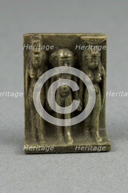 Amulet of the Goddesses Isis and Nephthys with Horus Standing Between, Egypt, Third Intermediate... Creator: Unknown.