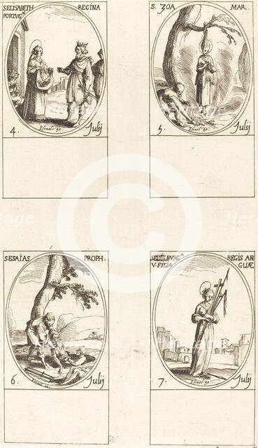 St. Elizabeth of Portugal; St. Zoe; St. Isaiah, Prophet; St. Edelburge. Creator: Jacques Callot.